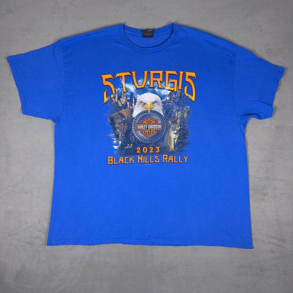 Harley Davidson Sturgis 2023 Black Hills Rally‎ T Shirt Eagle Blue Dealer 2XL